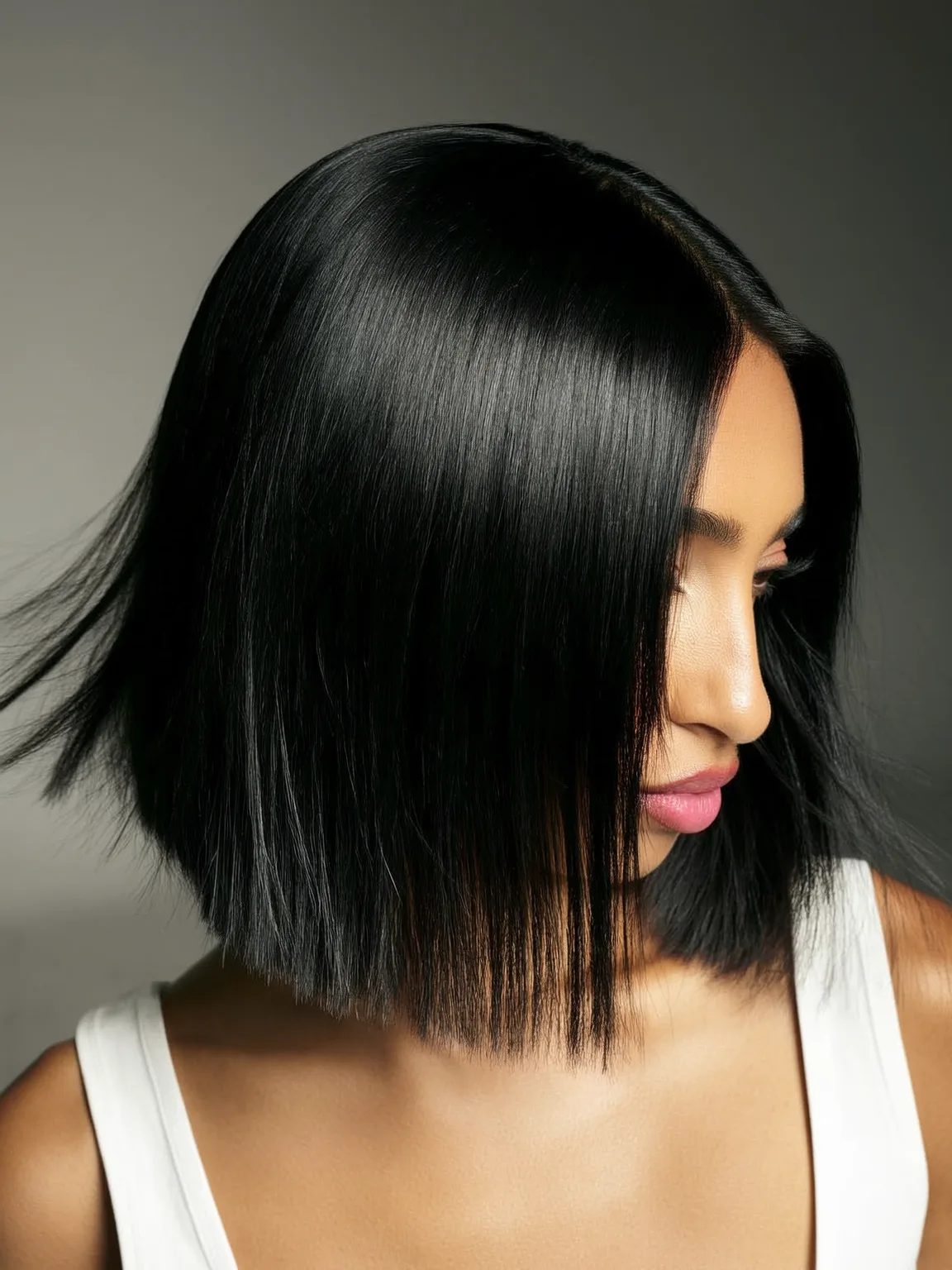 Glossy Jet Black Blunt Bob